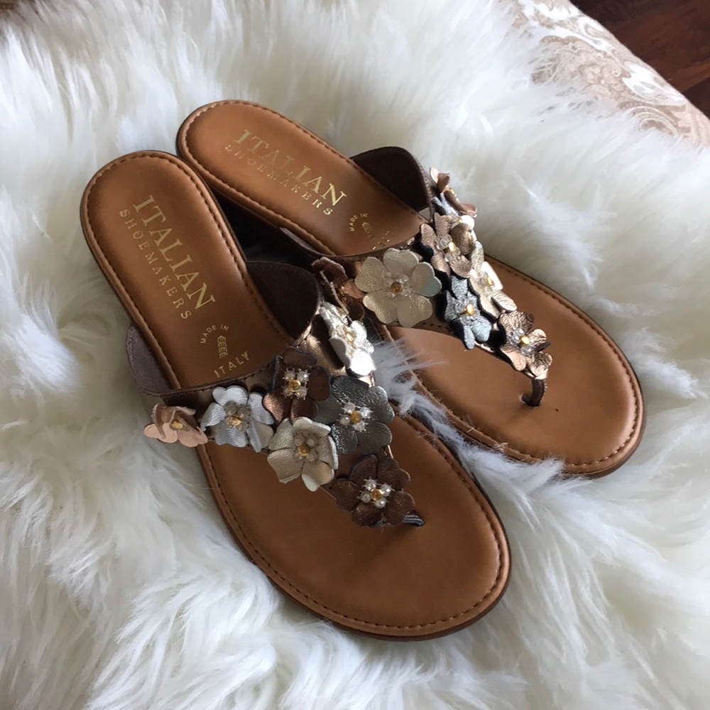 Italian Shoemakers Leather Sandals, Size 8.5